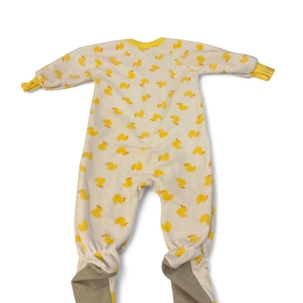Carters Kids Fleece Footed Sleeper Yellow Rubber Ducky Pajamas 12M Zip Up PJs